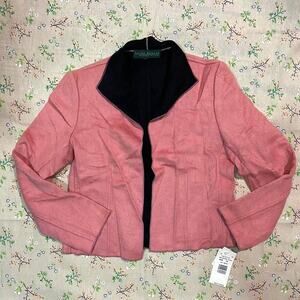 VTG 90s Wool Jacket Blazer Liner Felted Pink Black Size 10 Warm Thin Layer Light